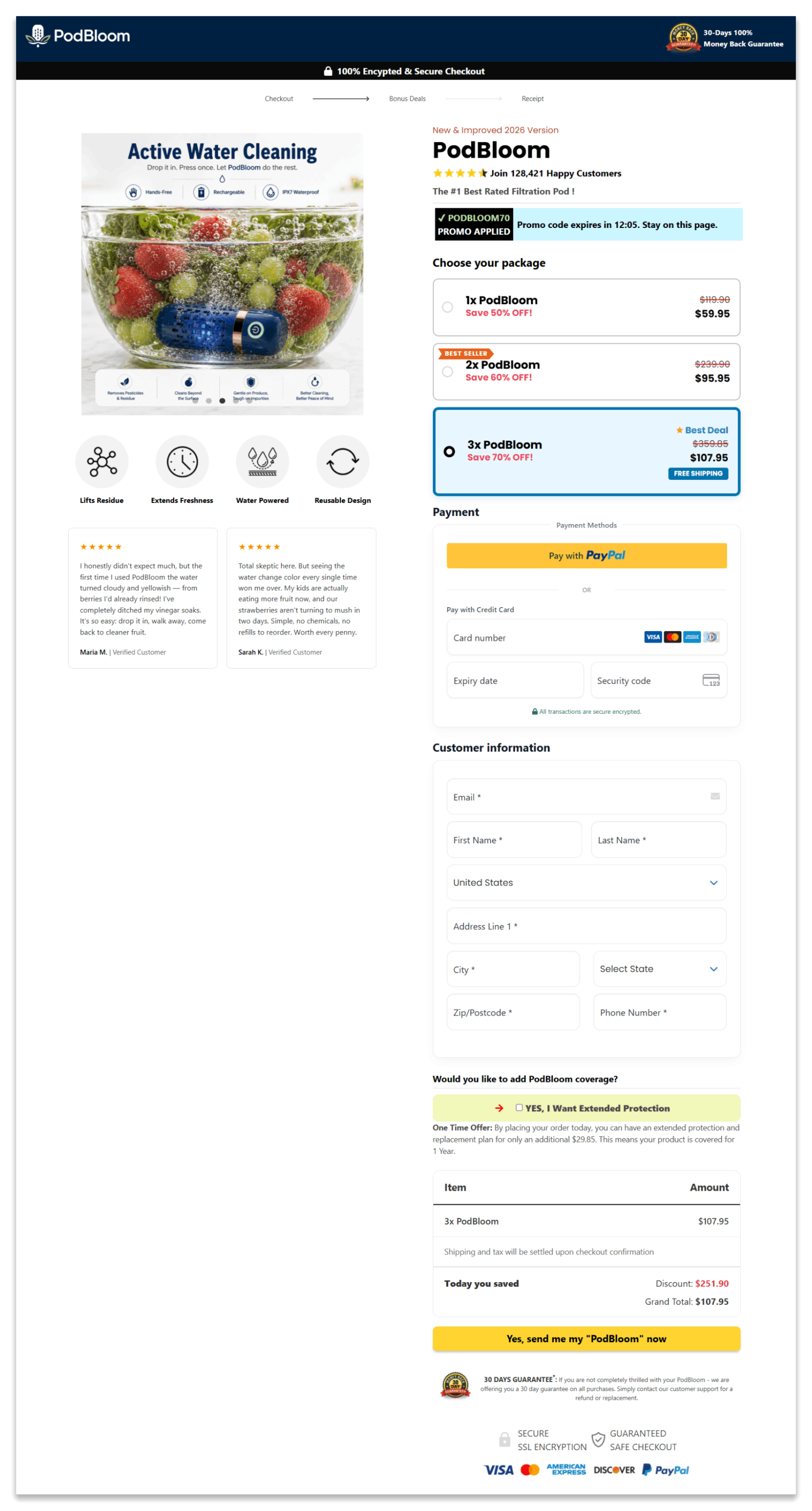 PodBloom checkout page